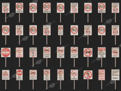 Traffic signs 2 Australia 3D model