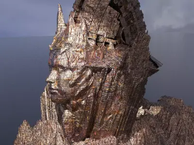 Ancient Sci-Fi Crimson Mountain 3D model