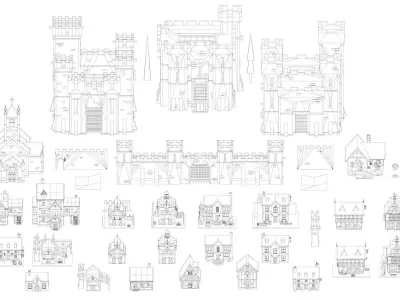 Low Poly Medieval Middle Age City 3D Asset Pack Low-poly 3D model