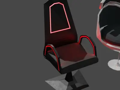 Set chairs futuristic furniture Low-poly 3D model