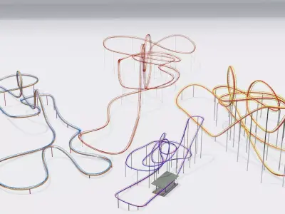 FOUR ROLLERCOASTER 3D Model Pack