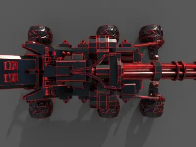Rover machine gun on wheels Low-poly 3D model