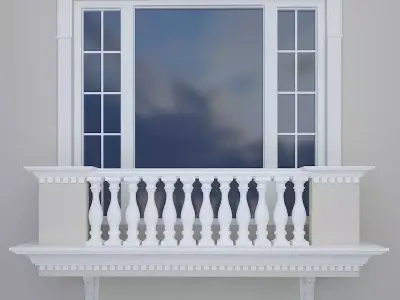 Window with railing 3D model