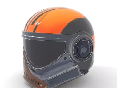 Orange Futuristic Helmet model pack Low-poly 3D model