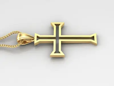 High Cross Pendant Light Gold 18K 4CP049 3D print model