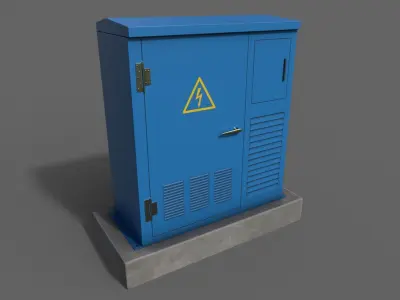 PBR Electric Box Blue Low-poly 3D model