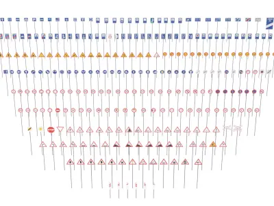 285 Spanish Traffic Road Sign Pack ES Low-poly 3D model