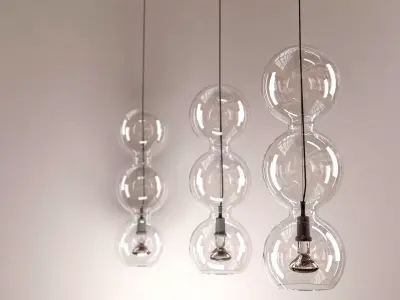 Trepalle three clear glass balls hanging from ceiling 3D model