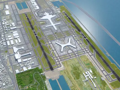 Shenzhen Baoan International Airport 15km Low-poly 3D model