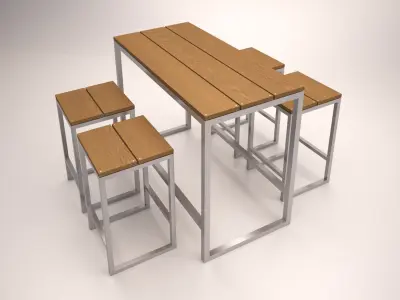 Bar furniture set Low-poly 3D model