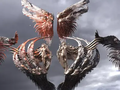 Angel Anatomy Wings and Dark Death Scythe Wings Collection 1 3D model