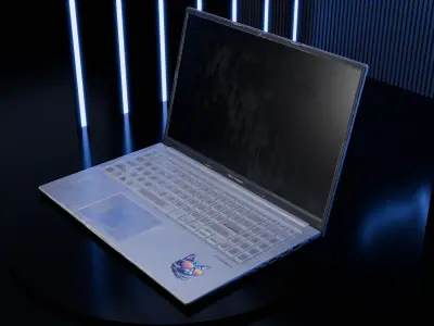 used laptop with realistic textures Low-poly 3D model