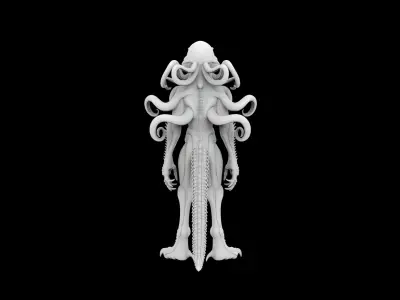 Alien Monster 3D Print Model Bipedal Sci-Fi Creature 3D print model