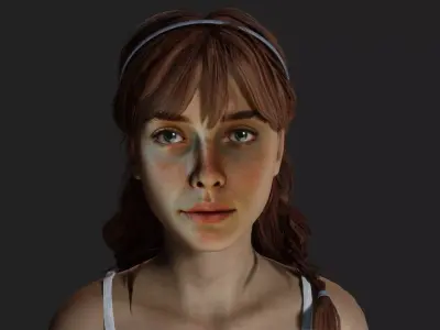 Realistic Freckled Girl 3D model