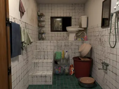 Dingy Bathroom Low-poly 3D model