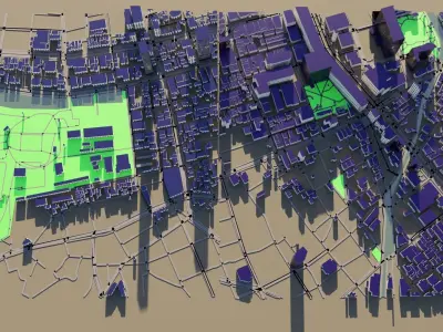 Fukuoka Japan Citymap Building 3D model