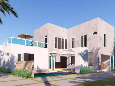 Villa C8 - Sketchup dwg lumion render picture 3D model