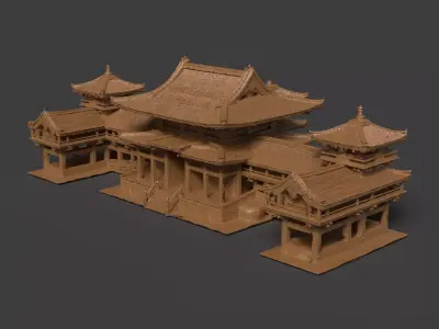 Chinese Wooden Ancient House  Low-poly 3D model