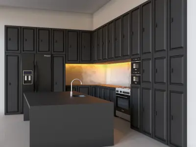 Black matte kitchen 3D model