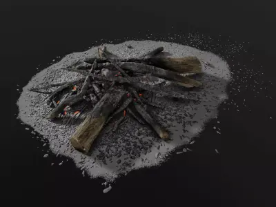 Camp Fire Low-poly 3D model