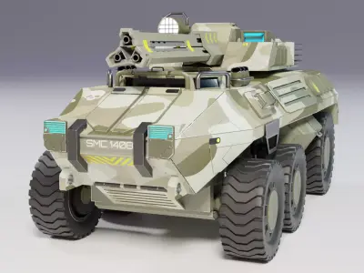 Sci Fi LowPoly model of a light tank is a game-ready model Low-poly 3D model