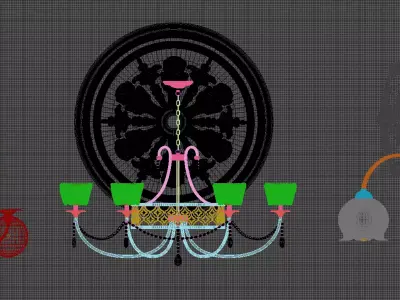 French-style living room chandelier set 3D model