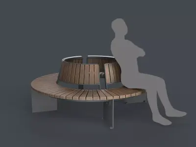 Modern Outdoor Bench 120 PBR Game Ready Low-poly 3D model
