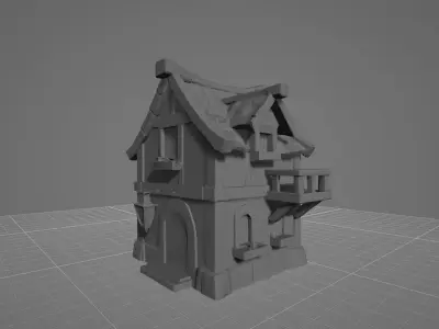 Fantasy Cottage House Game Ready 3D Model - No Textures Low-poly 3D model