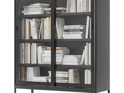 IKEA - IDASEN Glass showcase with sliding doors with books 3D model