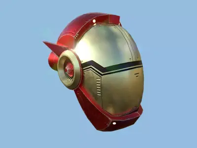 SciFi Helmet 04 - Red Gold Iron - Character Design Fashion Low-poly 3D model