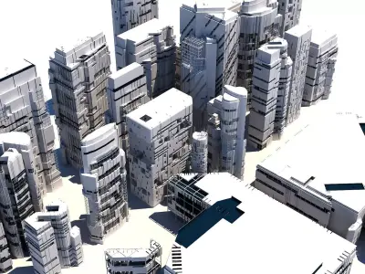 Futuristic Sci-Fi Skyscrapers 002 3D model