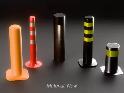 Traffic GameReady Bollards with 2 Materials Low-poly 3D model