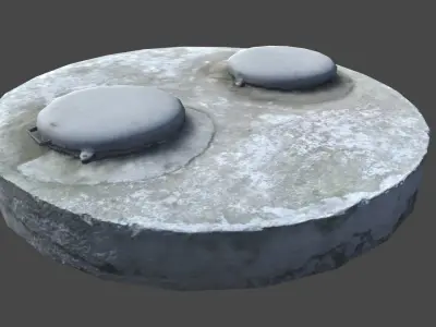 Sewer concrete block with two holes in it Low-poly 3D model