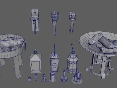 Dungeon Lights and Particles  Low-poly 3D model