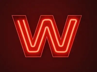 Neon W letter 3D model