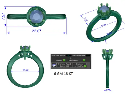 Women Ring  Render 3dm STL OBJ FBX Details 3D print model 386