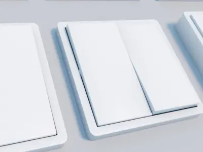 EU - CZ  wall socket and light switch - 3 set - free 3d model Free 3D model