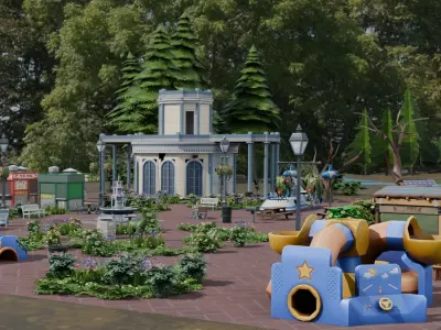 Park Package Lowpoly Low-poly 3D model