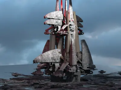 Drill Moon temple structure exterior 1 3D model