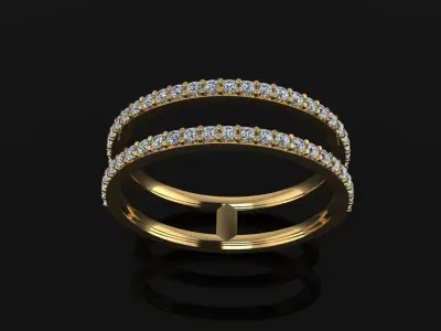 DOUBLE DIAMOND ROW BAND RING SIZE 8  3D print model