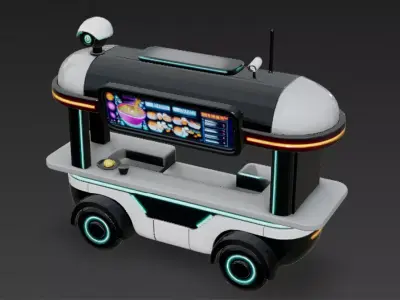 Cyberpunk Food Kiosk 3D Model Low-poly 3D model