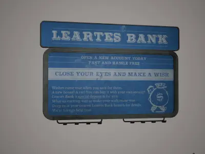 Billboard Set Low Poly Game Ready sign that says larrets bank Low-poly 3D model