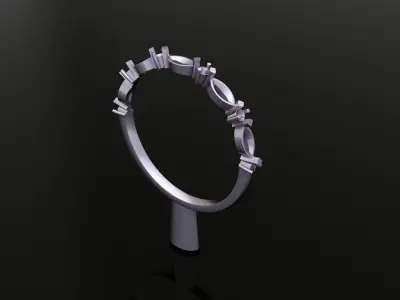 Marquise Half Infinity Diamond Band Ring Dainty 3D print model