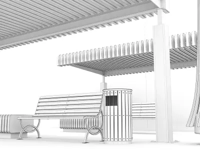 Modular Urban Pavilion with Wooden Elements Free 3D model