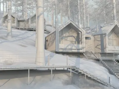 WINTER EXTERIOR-BARN HOUSE 3D model