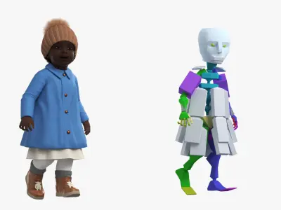  Little Black Girl Everyday Autumn Clothes Fur Rigged 