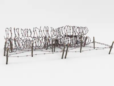 Low Poly Barb Wire Obstacle Low-poly 3D model