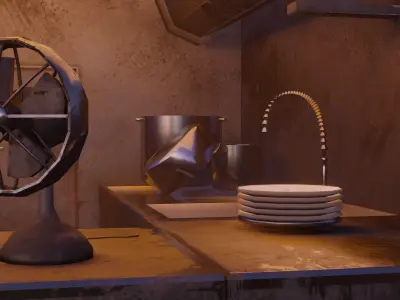 Noodle Shop Low-poly 3D model