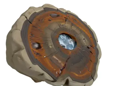 Mystic Wood Stump with Crystal Low-poly 3D model