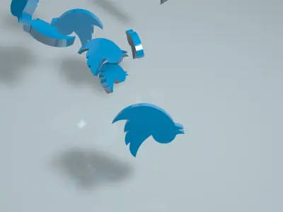 Twitter Logo with Animation 3D 3D model